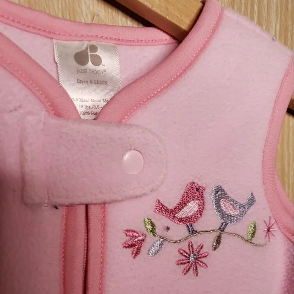 Just Born Infant Girls Pink Fleece Wearable Blanket 0-3 Months